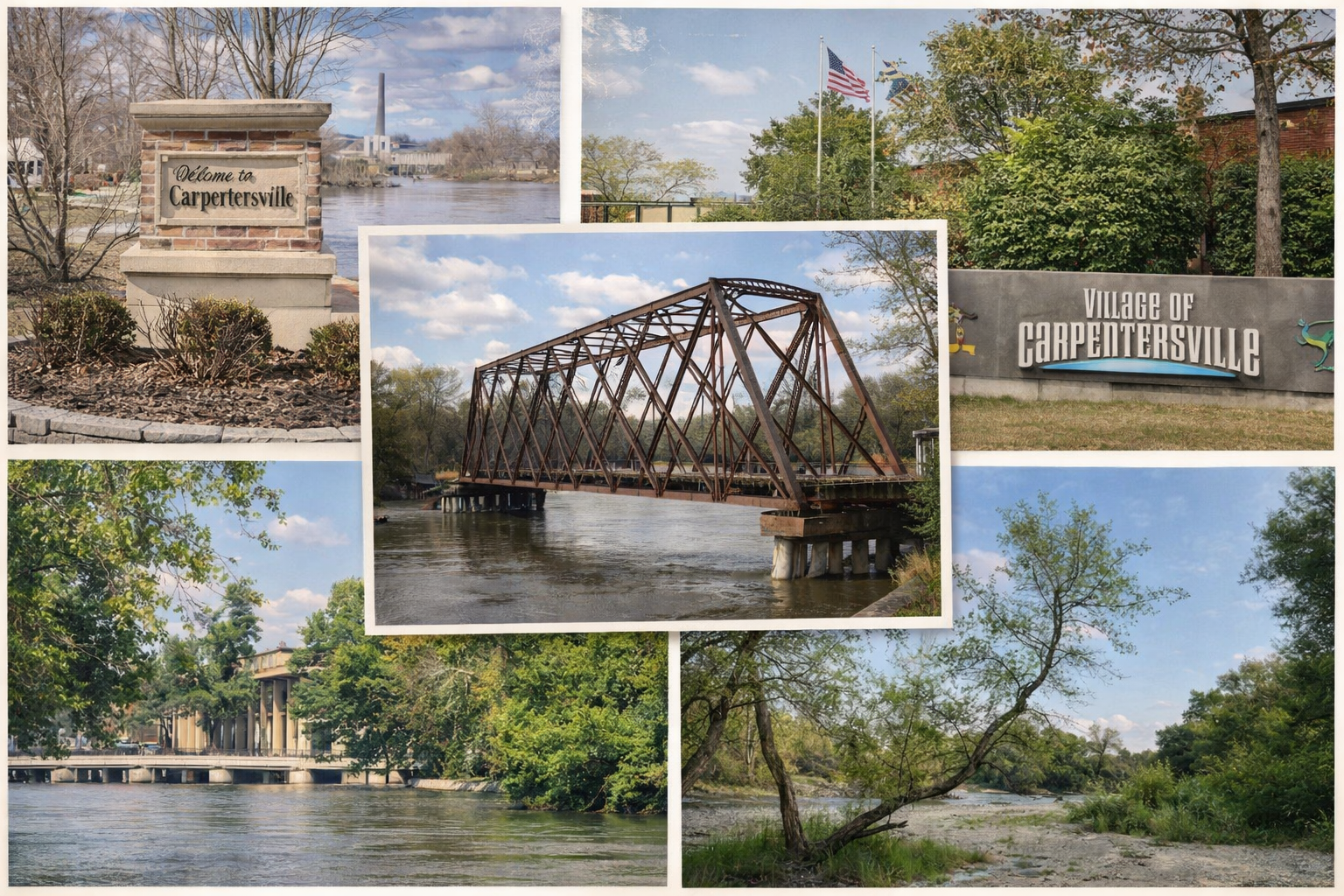 The old Carpentersville bridge spanning the Fox River